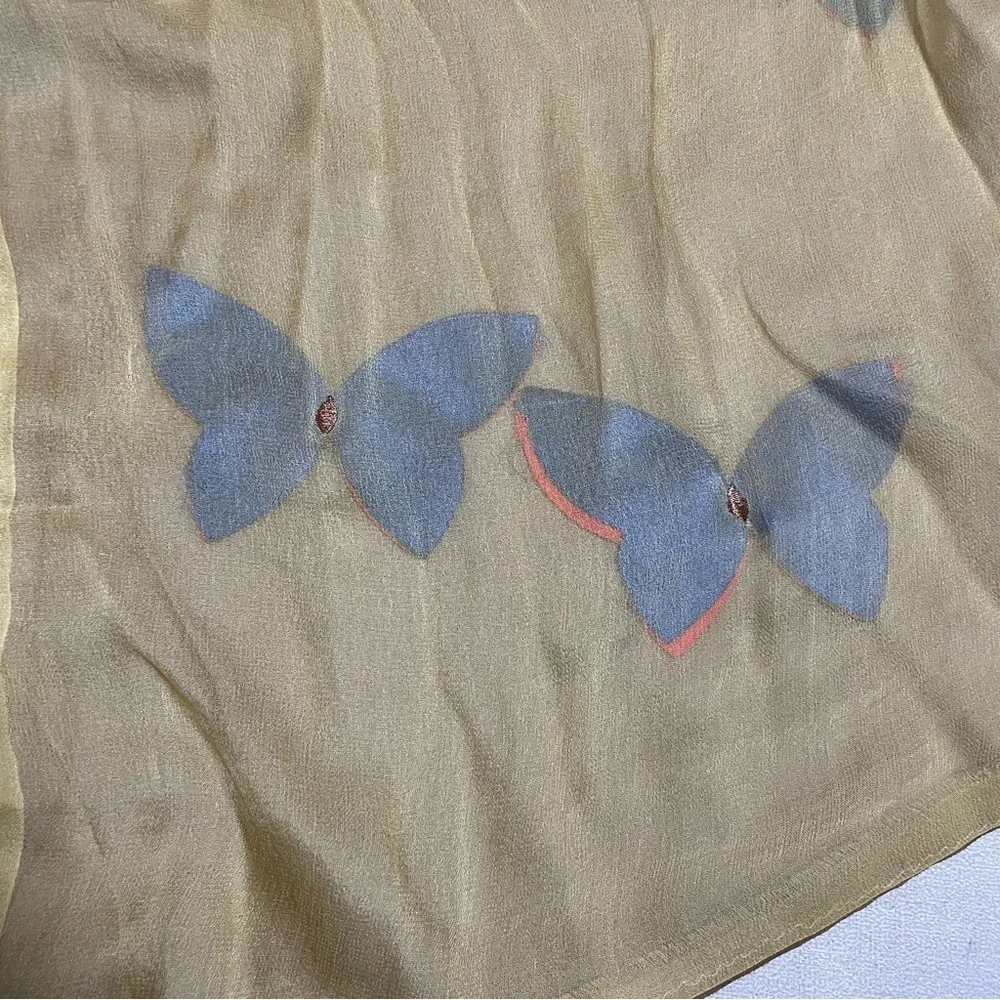 Silk Reversible Scarf With Butterflies Between Layers